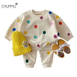 Baby Baumwolle Kleidung Sets Kinder Jungen Mädchen Herbst Beiläufige Lose Trainingsanzug Liebe Ballon Tops Hosen 2 Teile/sätze Kleidung X0902