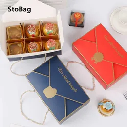 StoBag 10pcs/lot 22.5x15x7cm Red/Blue Envelop Paper Box Wedding Birthday Handly Gift Clothes Packaging Event Favor Baking Boxes 210602