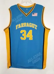 34 Kevin Garnett 고등학교 농구 유니폼 Farragut 레트로 후퇴 자수 자수 자형 이름과 번호