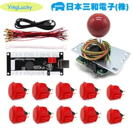 게임 컨트롤러 조이스틱 오리지널 Sanwa 키트 10pcs obsf 버튼 제로 지연 USB 인코더 Raspberry Pi Arcade MAME에 적합합니다.