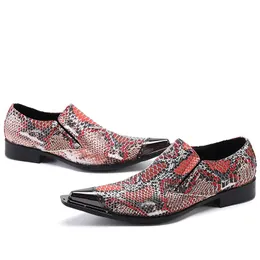 Leather Genuine Zapato Hombre Dress Snake Skin Print Slip On Business Office Men Italian Wedding Male Shoes