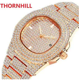 Högkvalitativa män Kvinnor Diamanter Klockor Klänning Suqare Ring Full Rostfritt Stålband Casual Quartz Watch For Laides Girl Female Gift