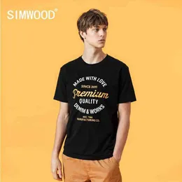 Simwood 2021 летние новые буквы печати футболки мужчины 100% хлопок плюс размер футболки мода хип хоп плюс размер бренда одежда SJ130416 H1218