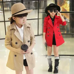 Girls Trench Coats Double Breasted coat Clothing Tops Kids Windbreaker Autumn Outerwear 5-12 kids girls Jackets clothes 211204