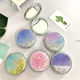 NEWLiquid Bling Glitter Quicksand Portable Folding Mirror 5 Colors Double Sided Foldable Pocket Mirrors RRA10917