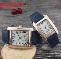 Casual Mulheres Homens Quadrado Dial Dial Relógios Vestido Famoso Designer Couro Strap Movimento de Quartzo Pessoas Relógio Impermeável Negócios Casais Relógios De Pulso Montres de Luxe Femme