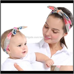 Dziecko, dzieci Maternity2PC / zestaw matka Dzieci Dziewczyna Uszy Headband Plaid Bow Hairband Turban Knot Headwrap Mom and Me Hair Band Aessories Drop