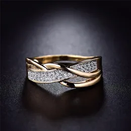 Wedding Rings Fashion Temperament Luxury Originality Weave Pave Band Rhinestone Ring For Woman Jewelary Engagement Gifts