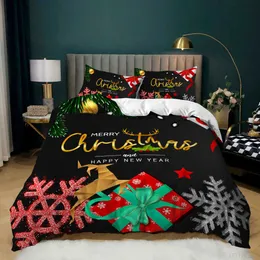 3D Natal conjunto de cama queen size size luxo dos desenhos animados capa de edredom e fronha crianças presentes de ano novo camas edredons