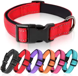 Reflectled Dog Collar Wygodne Fadestoof Projektant Pas Dla małych Dużego Psy Z Soft Neopren Padded Oddychające Nylon Puppy Pet Collar Regulowany Red B03