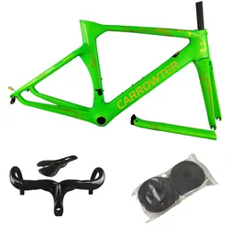 Зеленый цвет T1100 глянцевая концепция рама карбоновые дороги велосипедные рамки велосипедные фрейметы + руль + седло C64 V3RS кадр