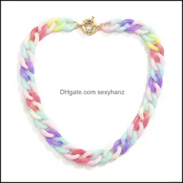 Ketten Halsketten Anhänger Schmuck Yamog Eis gemischte Farbe kurze Frauen Regenbogen Schnalle Acryl Schlüsselbein Kette europäische weibliche Single Wov