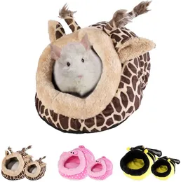 Small Animal Plush Pet Snuggle Bed Soft Warm Cave Housse Nest Removable Pad for Cat Rabbit Hamster Hedgehog Guinea Pig