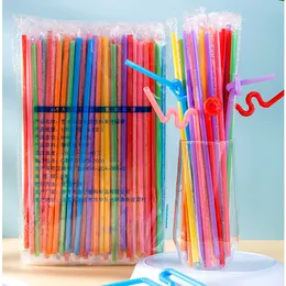 PP colorful Twistable Beverage plastic straws Christmas halloween Party supplies Disposable Straw black Transparent 100pcs/bag XD24756