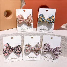2021 New Korea Simple Small Fresh Children Fabric Floral Hairpin for Sweet Girl Princess Fashion Duckbill Clip Hair Accessories