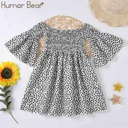 Summer Girls Dress Europe & The United States Cotton Children Clothing Floral Trumpet Sleeves Dresses Kids Clothes 210611
