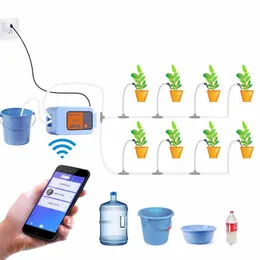 est telefone móvel controle remoto wi-fi controla dispositivo de rega inteligente sistema de irrigação de gotejamento de gotejamento de gotejamento de jardim bomba de água temporizador 210610