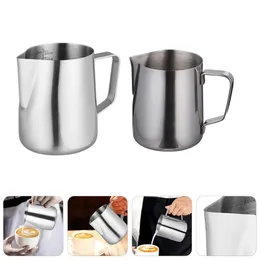 Mugs 2pcs Frothing Pitchers Espresso Steaming Stainless Steel Frother Steamer Cups
