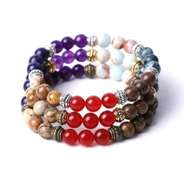 Mix-and-Match Assorted Stone Pärlor Armband Kvinnor Män Yoga Handsträng Smycken Vänskapsgåva