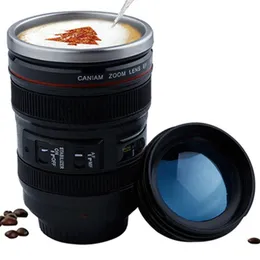 Creative 6th Generation 400ml MugS Stainless Steel Liner Travel Thermal Coffee Camera lens Mug Cups with hood lid WLL980