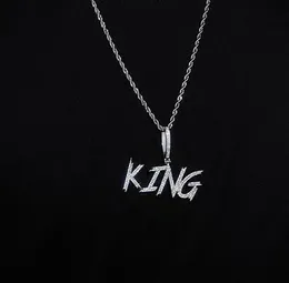 Anpassad namn Mjukt borstat kursiv bokstäver Hängsmycke Halsband för män Kvinnor Gåvor Cubic Zirconia Chain Hip Hop Smycken