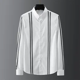 Spring Male Shirts Luxury Long Sleeve Business Casual Mens Dress Shirts Fashion Slim Fit Stripe Man Shirts Plus Size 4xl