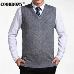 COODRONY Arrival Solid Color Sweater Vest Men Cashmere Sweaters Wool Pullover Men Brand V-Neck Sleeveless Jersey Hombre 211008