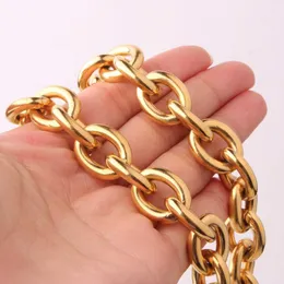 Mormor Chic - Mäns rostfritt stål halsband, 11/13 / 15mm, guld, kubansk kedja, slips, gourd, present smycken Q0809