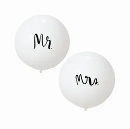 36 tum bröllopsballongfestdekor Herr Mrs. White Balloons med två papperstassar Garlands för utomhus- eller inomhusengagemang Dekorationer 1222121