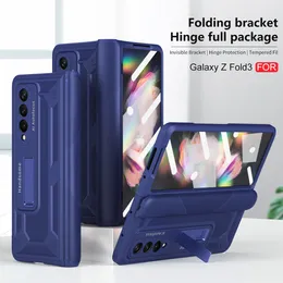 Samsung Galaxy z Fold 2 3 4 5 Fold4 Fold3 Fold5 Case Hard Bracket Stand Glass Film Protection Cover