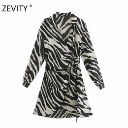 Zevity المرأة خمر الحيوان الملمس طباعة الزنانير البسيطة اللباس الإناث batwing كم كيمونو vestido شيك عارضة فساتين سليم DS4266 211206