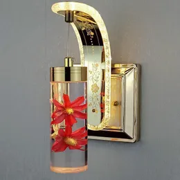 Staer de parede de parede de quarto de cabeceira Esfreamento de luxo Mirror Light Flor Crystal Dimming LED LED