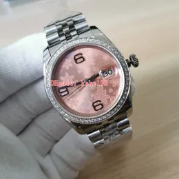 Moda BP Señoras Relojes de pulsera para mujer Reloj 116200 36 mm Esfera de flor rosa Acero inoxidable Azul Luminiscente Cristal de zafiro Jubileo Relojes para mujer Pulsera
