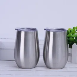 12oz sublimering silver vin tumbler rostfritt ägg form öl glasögon koppar 350 ml vakuum bilmugg