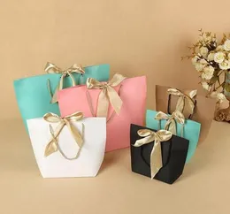 5 Colors Paper Gift Bag Boutique Clothes Packaging Cardboard Package Shopping Bags for Present Wrap Wholesale