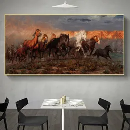 Modern Painting A Group of Colorful Running Horse Animals Prints on Canvas Wall Art Posters Artistic Picture for Living Room