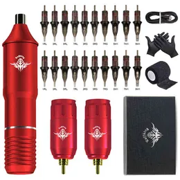 Kabelloses Tattoo-Maschinen-Set, professionelles kabelloses Tattoo-Maschinen-Set, RCA-Schnittstelle mit Netzteil, Rotary Tattoo Kit Supplies 220108