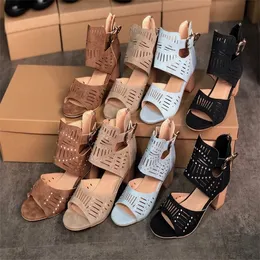 2021 Designer Women Sandal Summer Dress High Heel Sandals Black Blue Party Beach Sandals with Crystals Outdoor Casual Shoes Top Quality W13