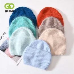 goplu 모자 귀여운 단단한 겨울 모자 남자를위한 핑크 블루 비니 니트 모자 럭셔리 따뜻한 솜털 보닛 sombreros de mujer 211119