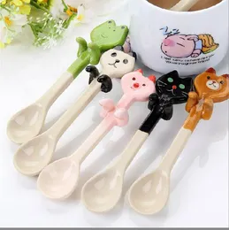 Cartoon Animal Hanging Spoon Ceramic Coffee Tea Sauce Spoon Scoops Stirring Panda Bear Frog Cat Tableware
