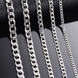 1 Piece Width 3mm/4.5mm/5mm/6mm/7mm/7.5mm Curb Cuban Link Chain Necklace for Men Women Basic Punk Stainless Steel Chain Chokers Q0605