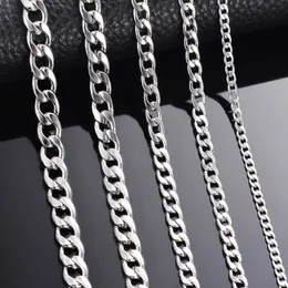 1 sztuka Szerokość 3mm / 4.5mm / 5mm / 6mm / 7mm / 7.5mm Curb Cuban Link Łańcuch Naszyjnik Dla Mężczyzn Kobiety Podstawowe Punk Stainless Steel Chokers Q0605