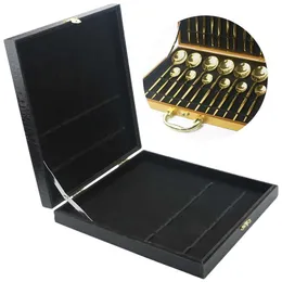 Porslin Box för 16/24 st Dermaskonger Antioxidativ Trä Presentförpackning Cutlery Collection Case Gold Black Silver Storage Box 211110