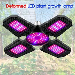 Folding LED-anläggningslampa E27 Deformerad plantor Plantering Ljus Inomhus Röd och Blå Spectrum Suckulenta 4-Bladväxande lampor