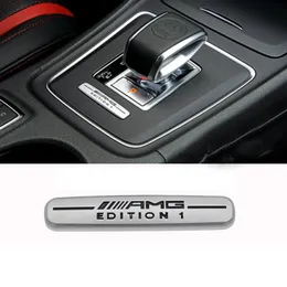 1x för Mercedes Benz Alla bil interiör Front Center Gear Silvery Amg Logo Decoretive Trim Stickers