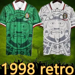 1998 MEXICO RETRO VINTAGE Thailand Fotbollströjor av hög kvalitet BLANCO Fotbollströja Broderi Logotyp camiseta futbol