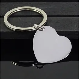 Högpolerat tomt hjärta Rostfritt stål Keychain Inravable Solid Dog Tag Keyring Bil Nyckel Ring Ring Smycken