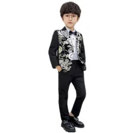 Kids Formalne Garnitury Dla Wesela Piano Performance Host Boys Blazer Spodnie Bowtie 3 sztuk Zestaw Odzieży Dzieci Stroje Tuxedo Costume