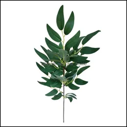 Dekorativa Blommor Kransar Festliga Party Supplies GardenArtificial Leaves Branch Retro Green Silk Eucalyptus Leaf för Home Decor Wedding P