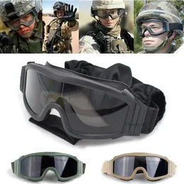 Utomhus eyewear taktiska skyddsglasögon 3 lins vindtät militär armé skytte jakt glasögon cs krig spel paintball